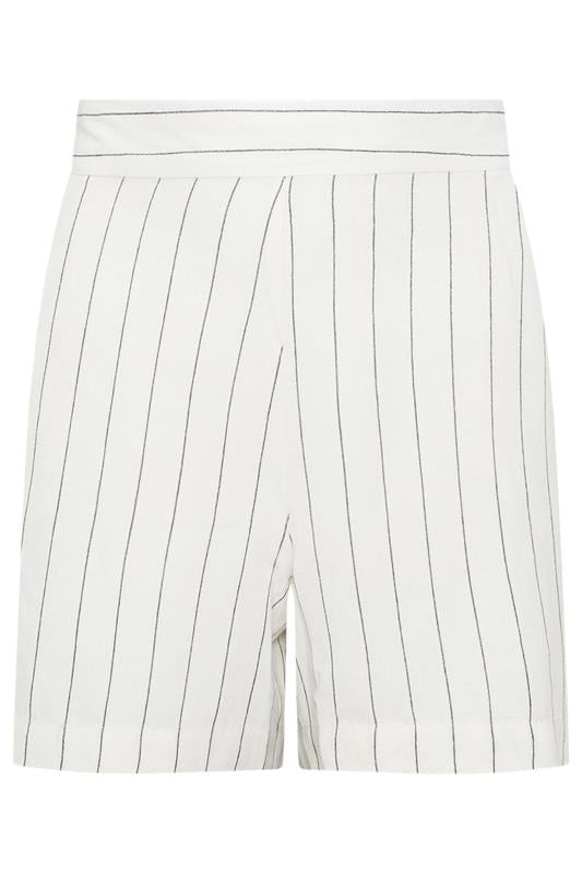 M&Co Ivory White Stripe Print Linen Shorts | M&Co 5