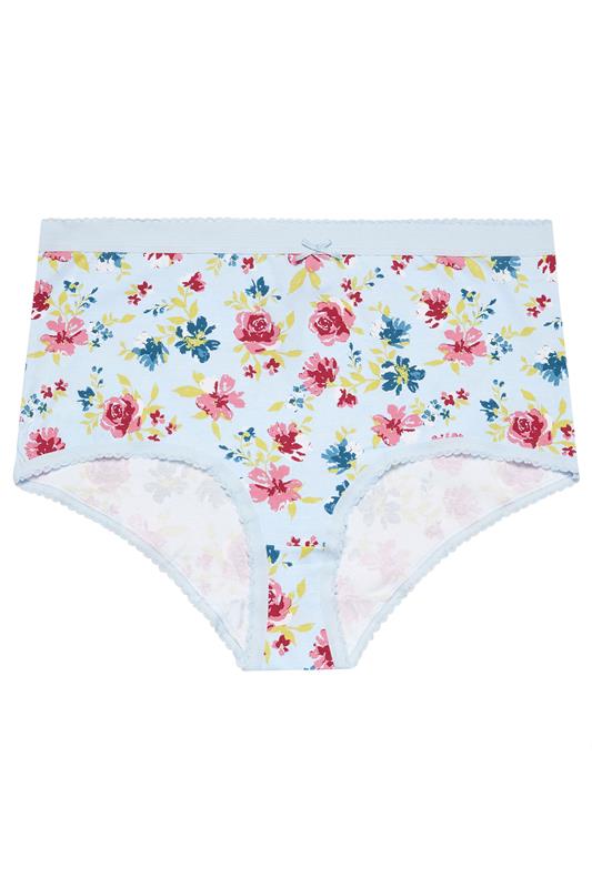 YOURS 5 PACK Plus Size Blue & Pink Floral Full Briefs | Yours Clothing 7
