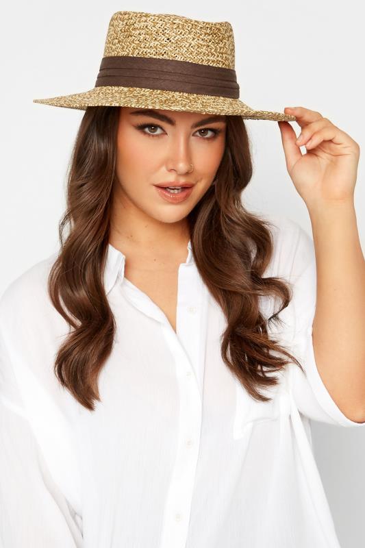 Plus Size  Yours Natural Brown Straw Boater Hat
