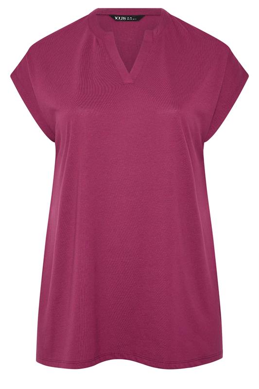 YOURS Plus Size Pink Notch Neck T-Shirt | Yours Clothing 5