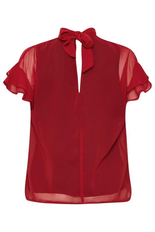 M&Co Red High Neck Frill Sleeve Blouse | M&Co 7