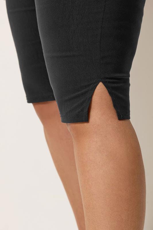YOURS Plus Size Black Bengaline Capri Shorts | Yours Clothing 6
