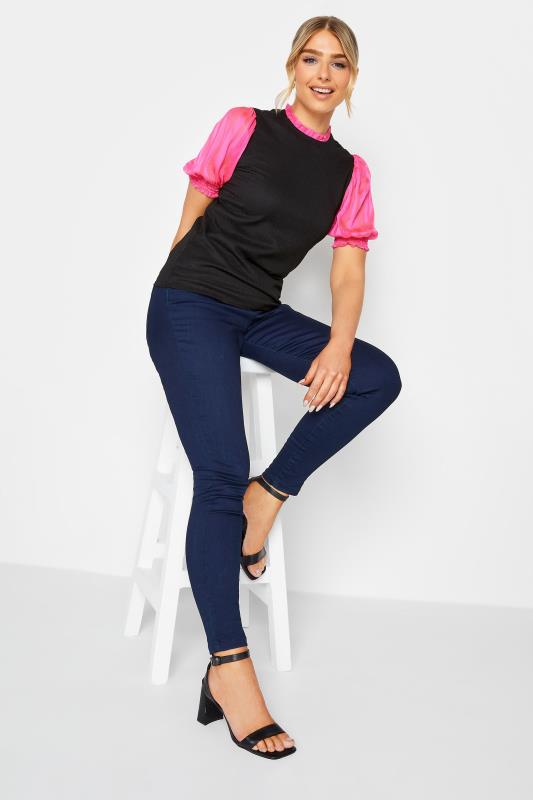 M&Co Black & Pink Contrast Sleeve Blouse | M&Co 2