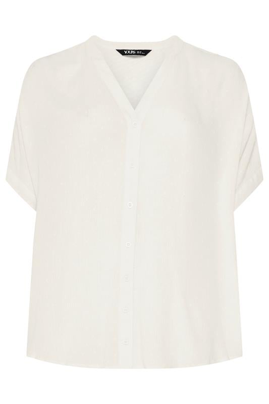 YOURS Plus Size Cream Dobby Notch Neck Blouse | Yours Clothing 5