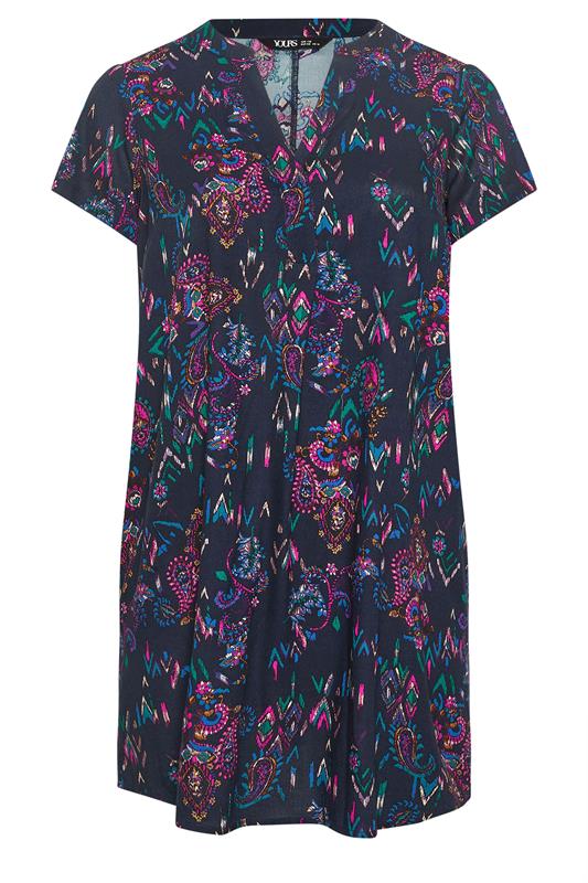 YOURS Plus Size Black Paisley Pleat Front Dress | Yours Clothing 5