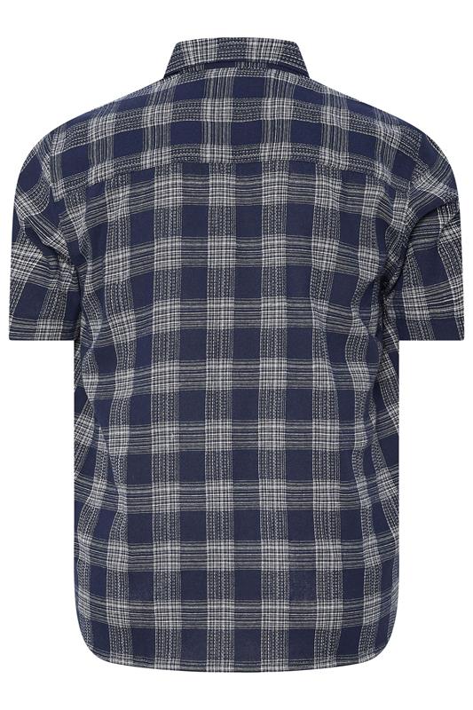 BadRhino Big & Tall Navy Blue Textured Check Print Shirt | BadRhino 8