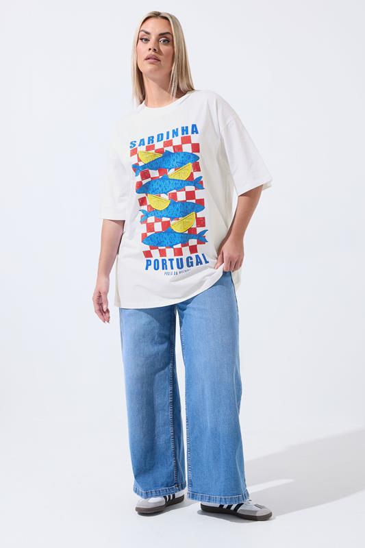LIMITED COLLECTION Plus Size White 'Sardinia' Fish Graphic T-Shirt | Yours Clothing 1