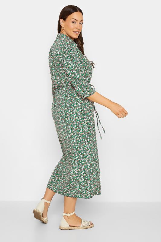 M&Co Women's Green Floral Print Midi Shirt Dress | M&Co 3