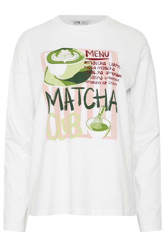 LTS Tall White 'Matcha Club' Slogan Long Sleeve T-Shirt | Long Tall Sally 5