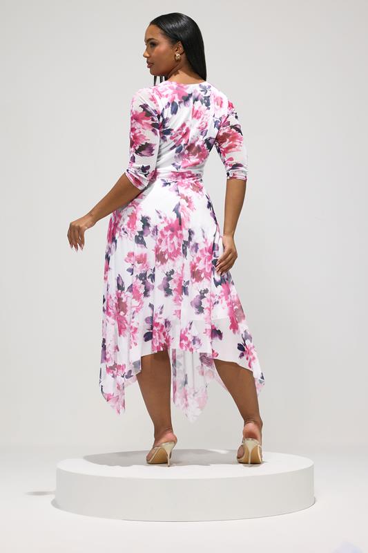 YOURS LONDON Plus Size White Floral Wrap Midi Dress | Yours Clothing 2