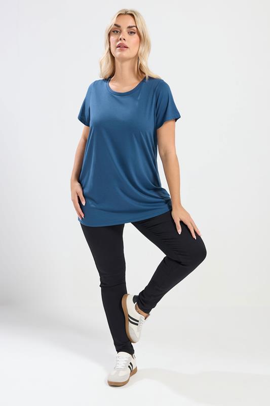 YOURS Plus Size Denim Blue Core T-Shirt | Yours Clothing 1