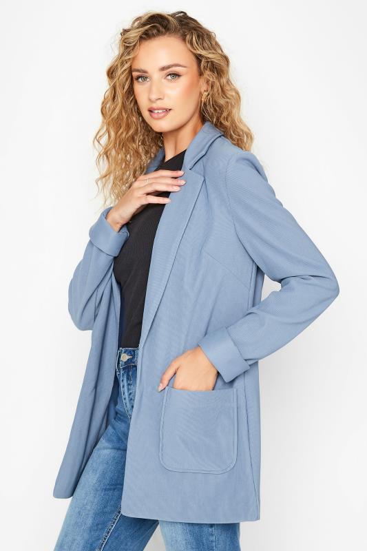LTS Tall Women's Blue Ribbed Blazer Jacket | Long Tall Sally 4