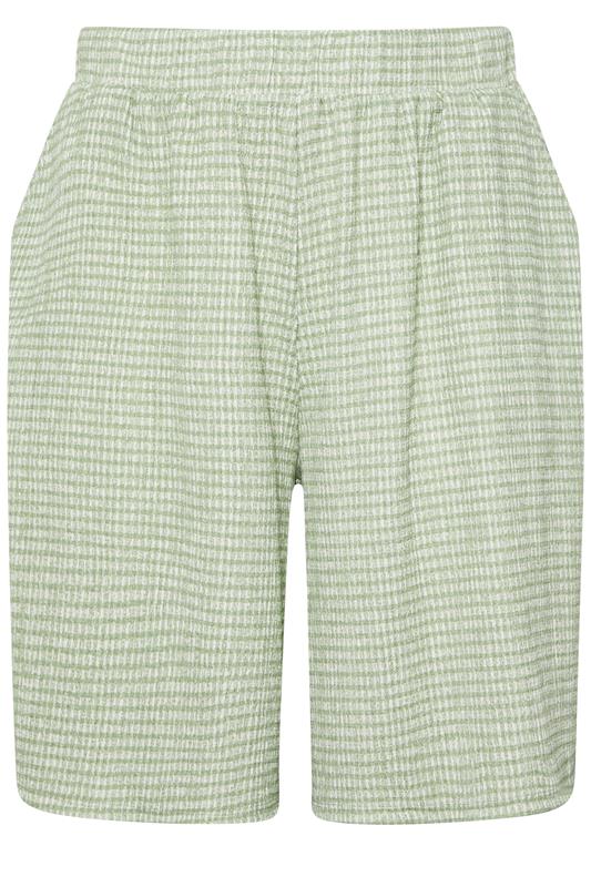 YOURS Plus Size Sage Green Gingham Textured Shorts | Yours Clothing 5