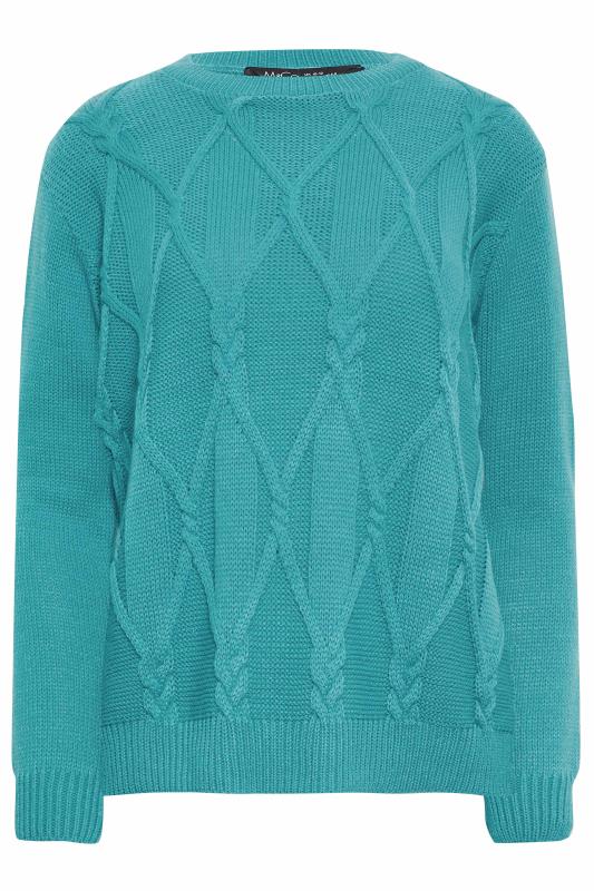 Women's  M&Co Teal Blue Cable Knit Jumper