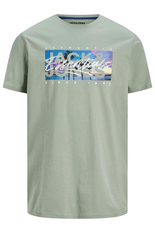 JACK & JONES Big & Tall Iceberg Green Photo-Print T-Shirt | BadRhino 2