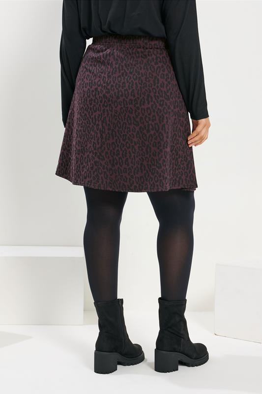 YOURS Plus Size Purple Leopard Button Front Mini Skirt | Yours Clothing 2