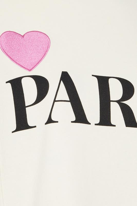 YOURS Plus Size Cream 'Paris' Heart Sweatshirt | Yours Clothing 6