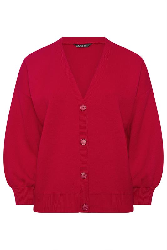 LIMITED COLLECTION Plus Size Red Balloon Sleeve Knitted Cardigan | Yours Clothing 5