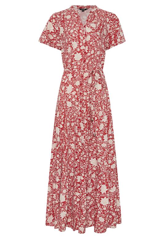 LTS Tall Women's Berry Red Floral Tie Waist Maxi Dress | Long Tall Sally 6