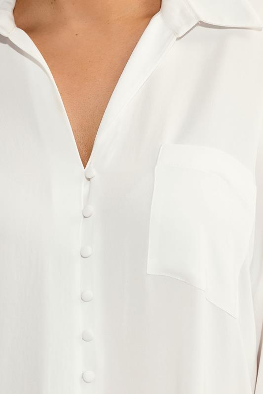 EVANS Plus Size White Dipped Hem Oversized Shirt | Evans 4