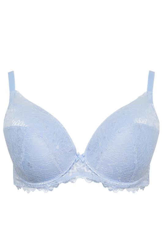 Plus Size YOURS Curve Pale Blue Lace Padded T-Shirt Bra | Yours Clothing  4
