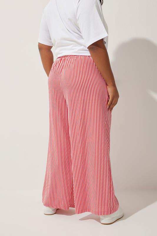 LIMITED COLLECTION Plus Size Red Stripe Boxer Waist Trousers | Yours Clothing 2