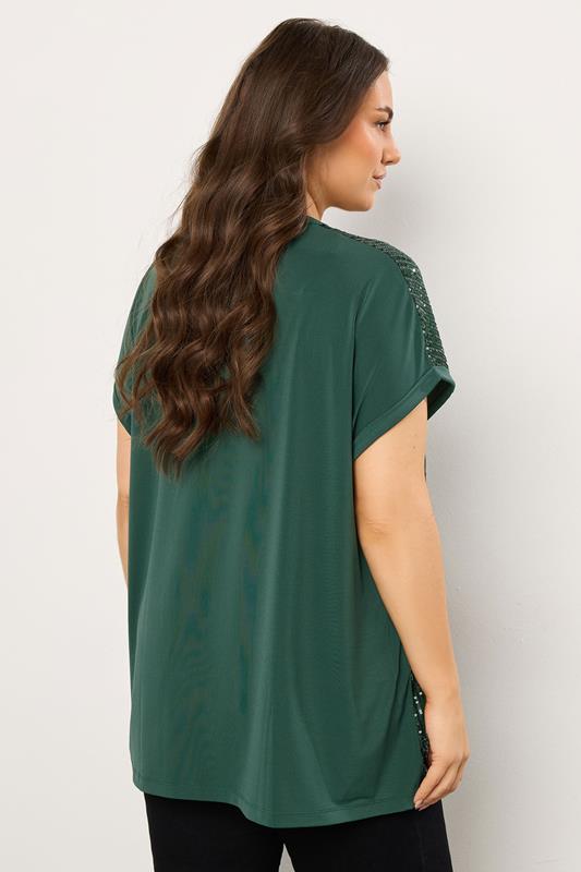 EVANS Plus Size Green Sequin Embellished Top | Evans 2