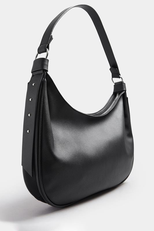 Black Faux Leather Slouched Studded Shoulder Bag | Yours Clothing 4