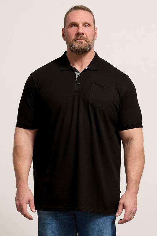  D555 Big & Tall Black Core Polo Shirt