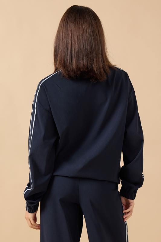 PixieGirl Petite Women's Navy Blue Side Stripe Zip Jacket | PixieGirl 2