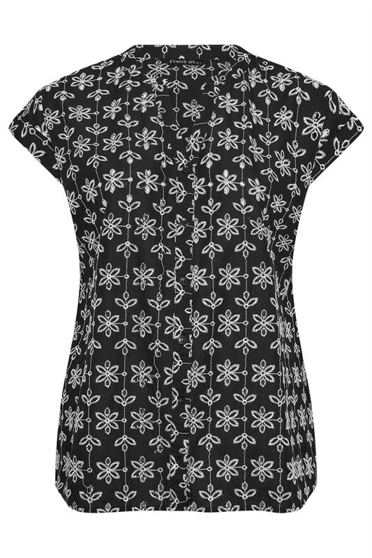 EVANS Plus Size Black Broderie Short Sleeve Shirt | Evans 5