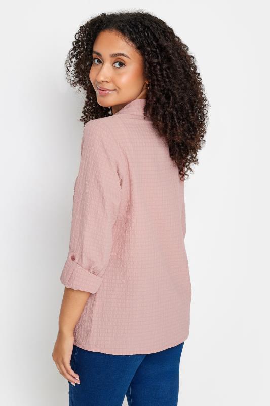 M&Co Petite Pink Textured Tab Sleeve Shirt | M&Co 4
