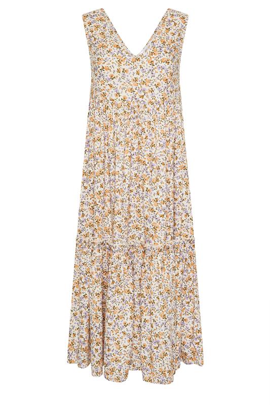 PixieGirl Petite Women's Lilac Purple Ditsy Floral Tiered Midi Dress | PixieGirl 6