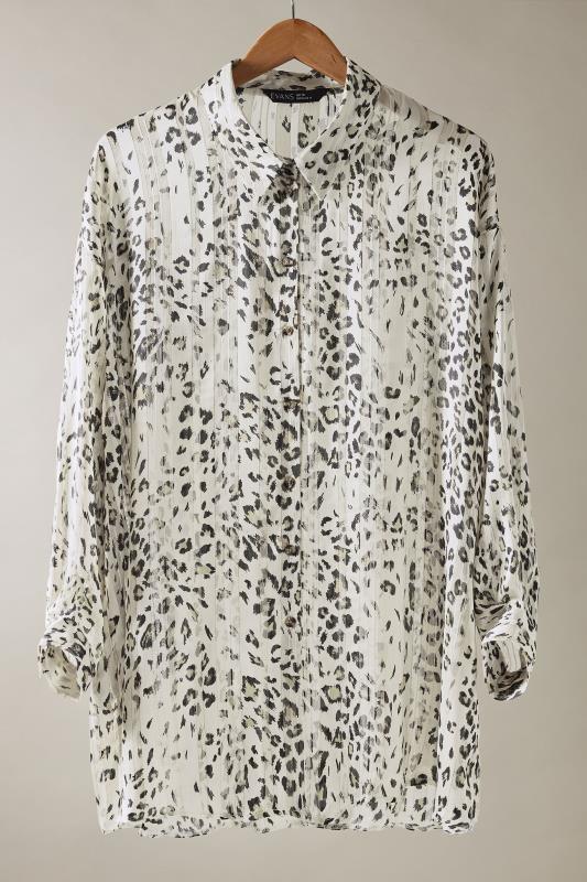EVANS Plus Size Ivory White Leopard Print Blouse | Evans  5