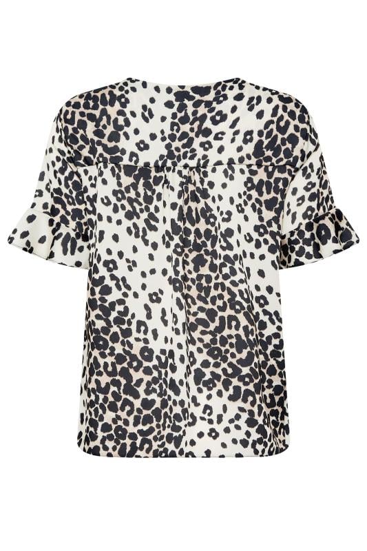 M&Co White Leopard Print Frill Sleeve Button Through Blouse | M&Co 7