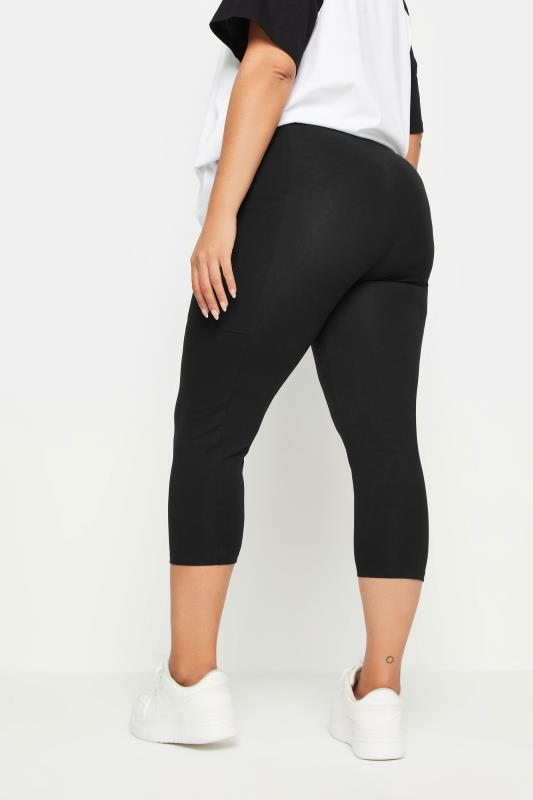 YOURS Plus Size Black Side Pocket Cropped Leggings | Yours Clothing 2