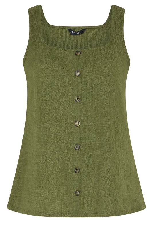 YOURS Plus Size Khaki Green Button Vest | Yours Clothing 6