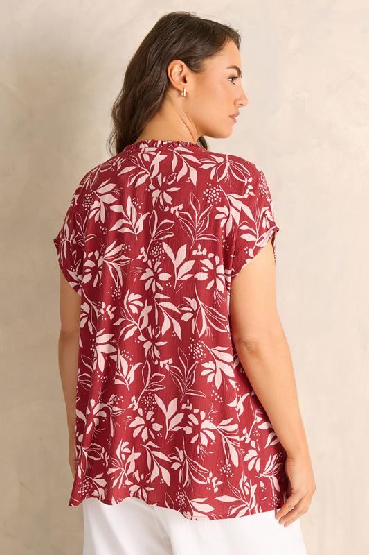 EVANS Plus Size Orange Leaf Print Notch Neck Blouse | Evans 5