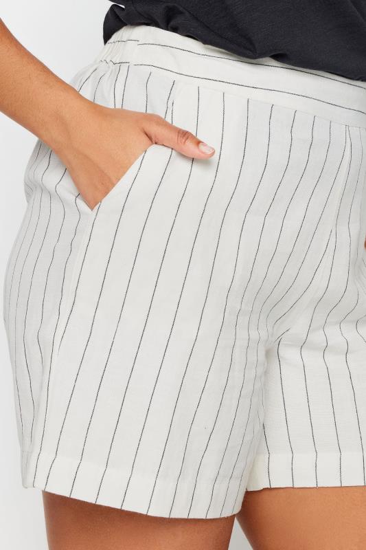 M&Co Ivory White Stripe Print Linen Shorts | M&Co 4