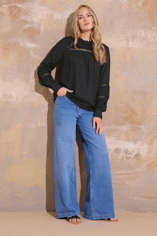 LTS Tall Black Ladder Trim Shirt | Long Tall Sally 1