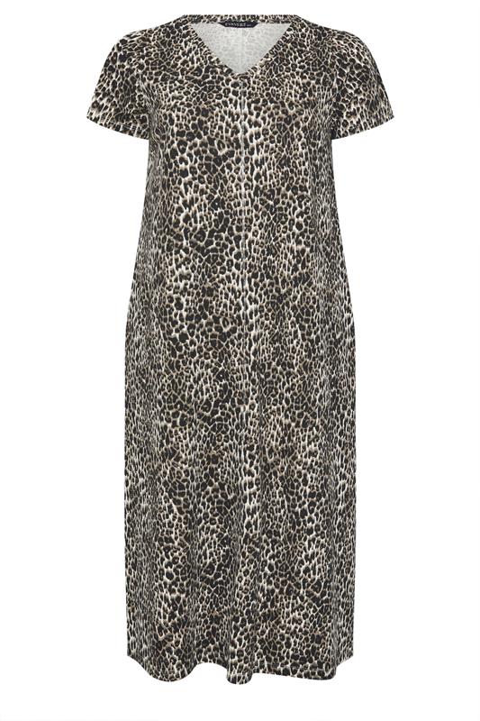 EVANS Plus Size Natural Brown Leopard Print Cotton Dress | Evans  6