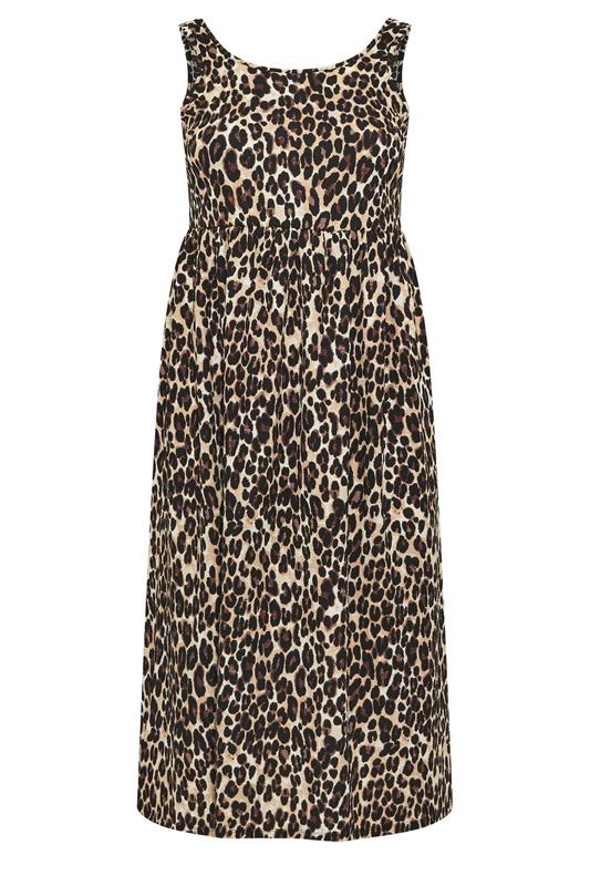 YOURS Plus Size Brown Leopard Sleeveless Midi Dress | Yours Clothing 5
