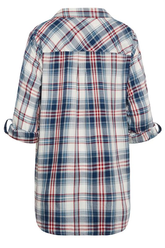 M&Co Petite Blue Check Print Cotton Boyfriend Shirt | M&Co 6