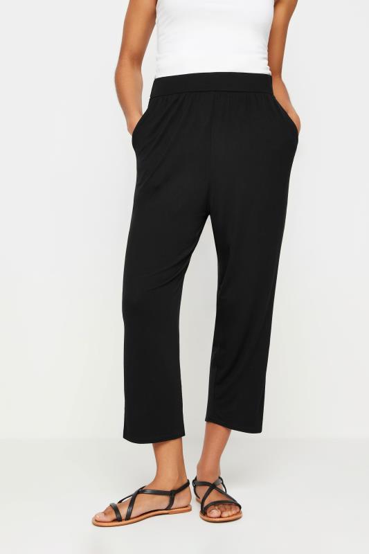 Women's  M&Co Black Cropped Jersey Hareem Trousers