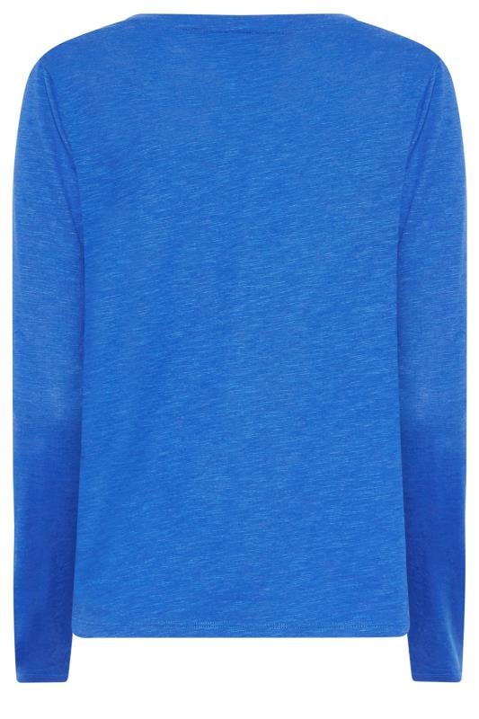 M&Co Blue V-Neck Long Sleeve Cotton T-Shirt | M&Co 7