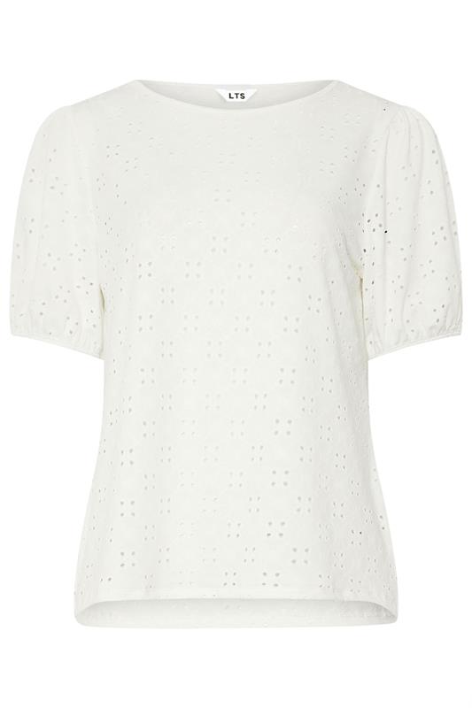 LTS Tall Ivory White Broderie Puff Sleeve Top | Long Tall Sally 6
