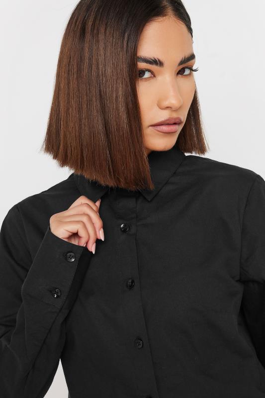 PixieGirl Petite Women's Black Long Sleeve Cotton Cropped Shirt | PixieGirl 5