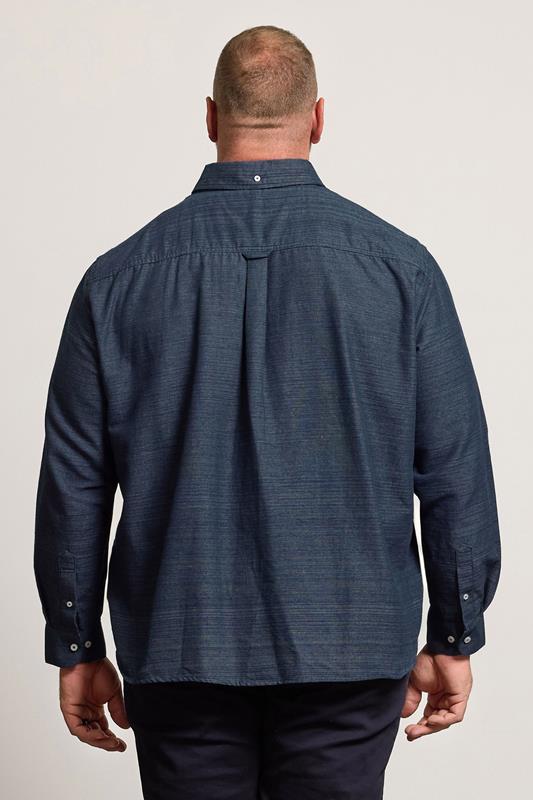 BadRhino Big & Tall Navy Blue Long Sleeve Slub Shirt | BadRhino 5