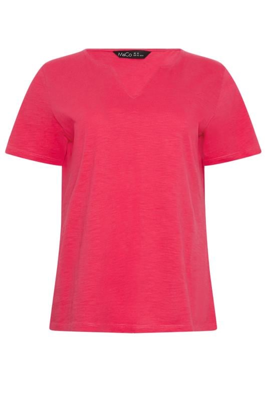 M&Co Raspberry Pink Notch Neck T-Shirt | M&Co 5