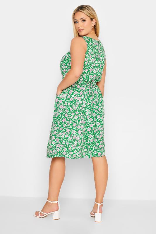 YOURS Curve Plus Size Green Floral Ditsy Print Mini Dress | Yours Clothing  4